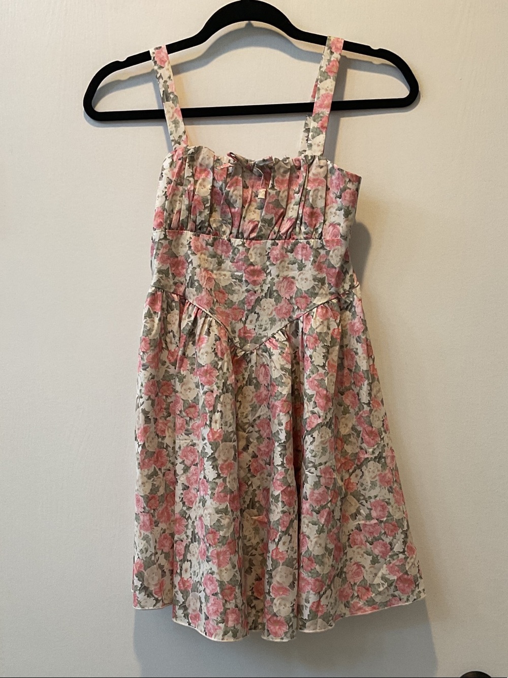 Source Unknown Pink and Cream Floral Sundress with Straps